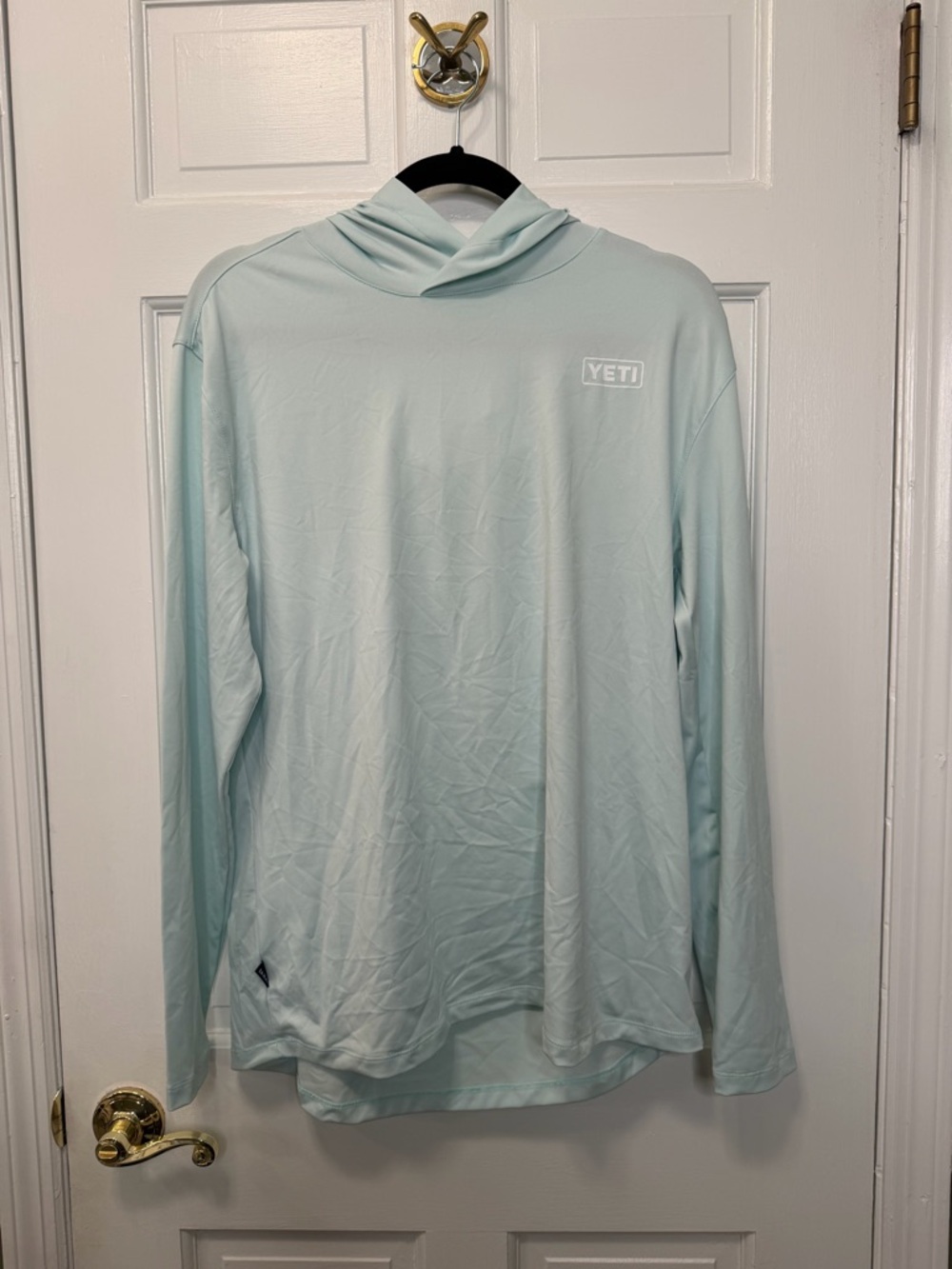 YETI Performance Hoodie Shirt Aqua Blue Lightweight Fishing Sun Hoodie Size XL
